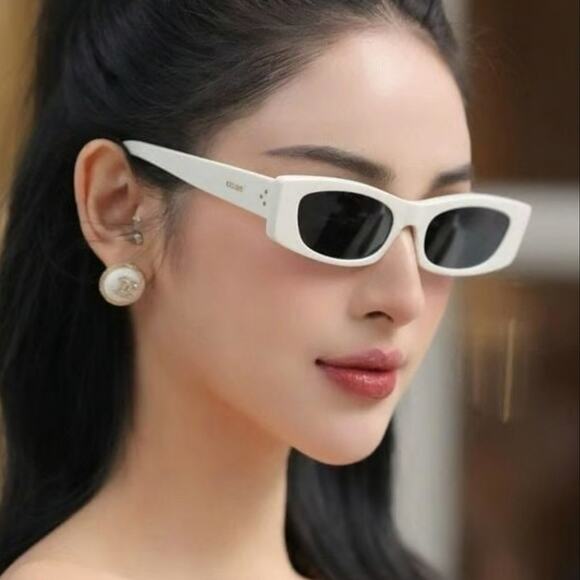 NWT$440 CELINE CL40245U 25A Shiny White 55-19-135 Sunglasses AUTHENTIC main image 7